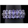 Image 1 : Exquisite 14K YG Ladies Custom Ring set with 14 very fine oval AAA quality purple Tanzanite weighing