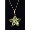 Image 1 : Terrific 14K YG Ladies Star Pendant set with 6 intense green color peridot weighing approx 7.00 cara