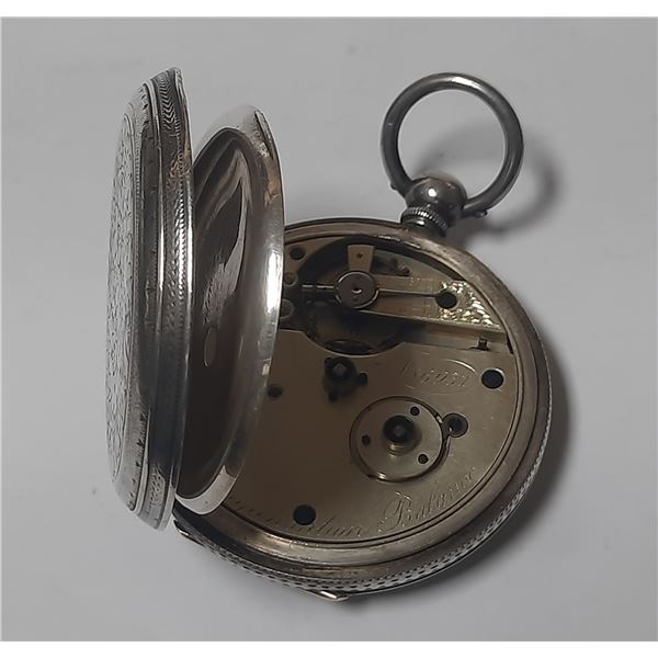 Patent Leader, Running Pocket Watch - Key Wound, Silver Marking - Inside Case Ser # 86937.