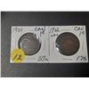 Image 1 : Large 1901 and 1902 Canadian pennies
