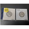 Image 1 : 2- 1947 Canadian silver 25 cent coins