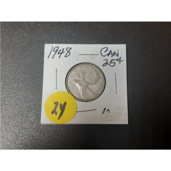 1948 Canadian silver 25 cents
