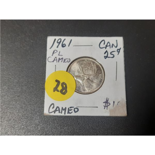 1961 Canadian silver 25 cents