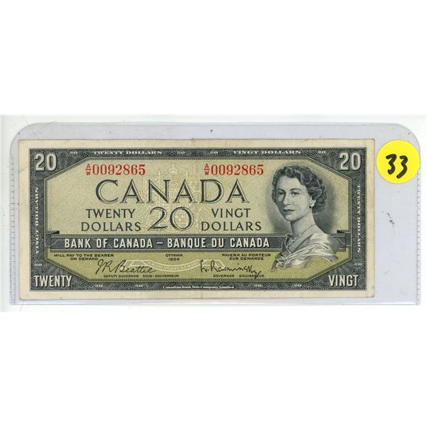 1954 Canadian 20 dollar bill