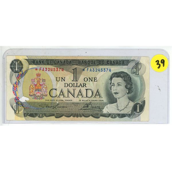 1973 Canadian replacement 1 dollar bill