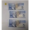 Image 1 : 2002 Canadian 5 dollar bills