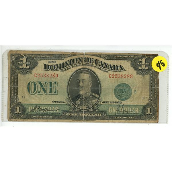 1923 dominion of Canada 1 dollar bill