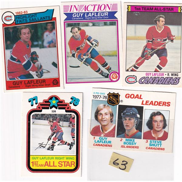 (5) Vintage Guy Lafleur Cards