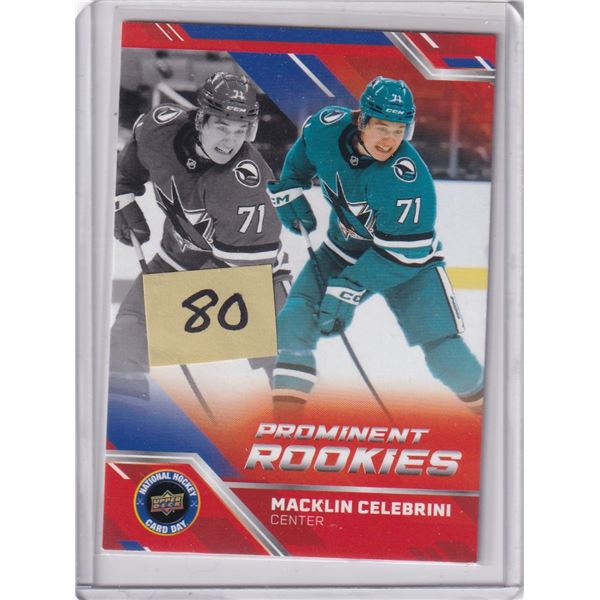 2024-25 Prominent Rookie Macklin Celebrini Rookie Card