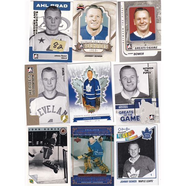 Lot of (9) Johnny Bower Cards
