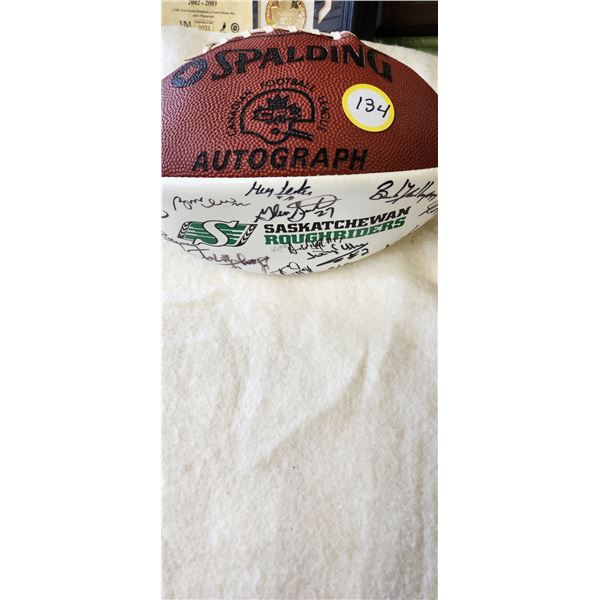 Authentic Autographed Saskatchewan Roughriders Football circa 1990's