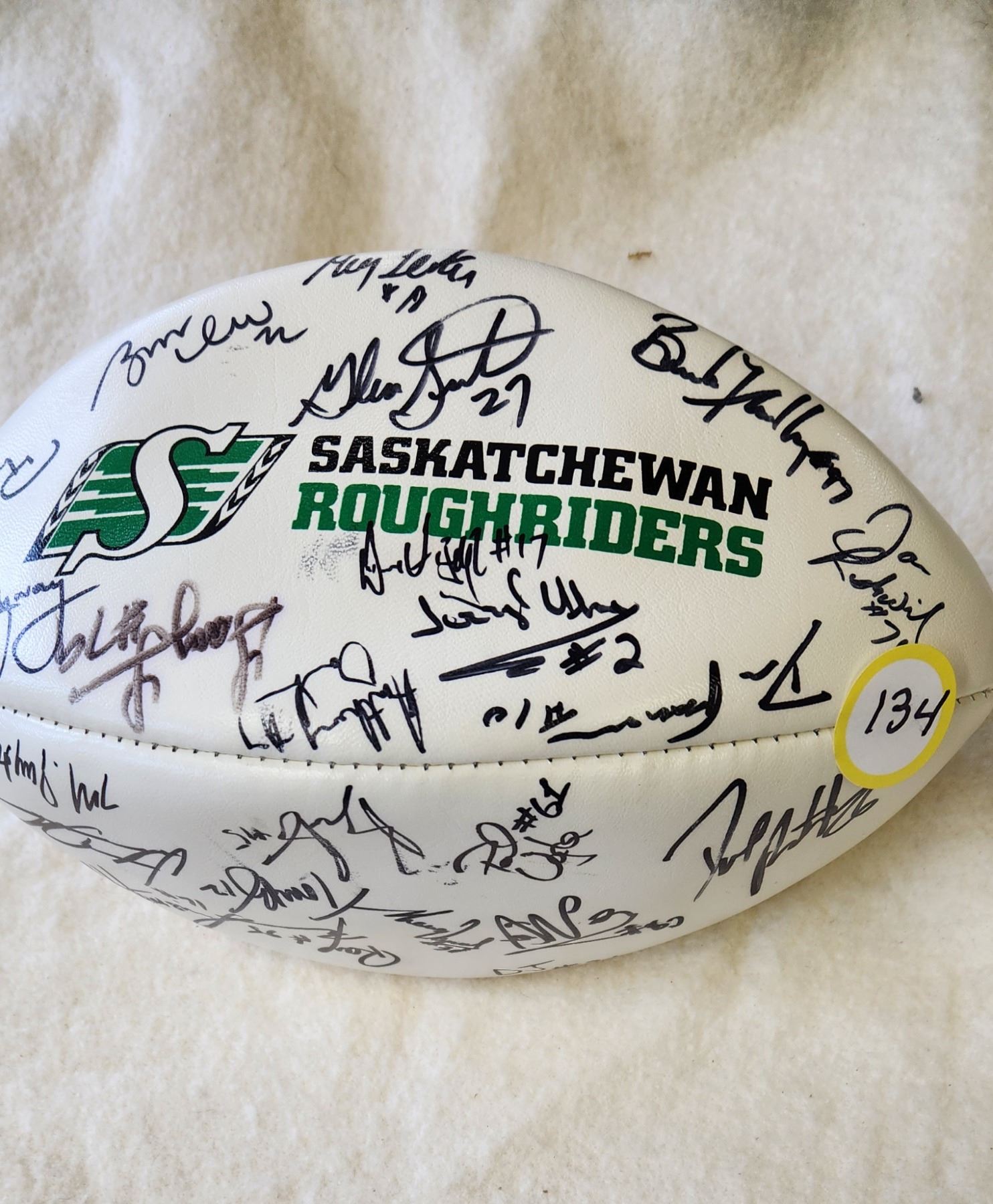 Authentic Autographed Saskatchewan Roughriders Football circa 1990's ...