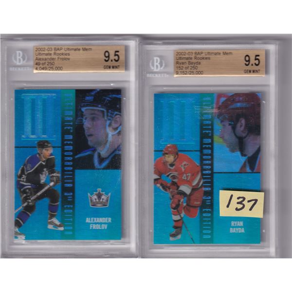 (2) BAP 2003 Ultimate Rookie  cards graded 9.5