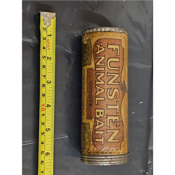 Funsten Animal Bait, Coyote, St. Louis 1904 Container.  Bottle w/ Contents and Paper Label