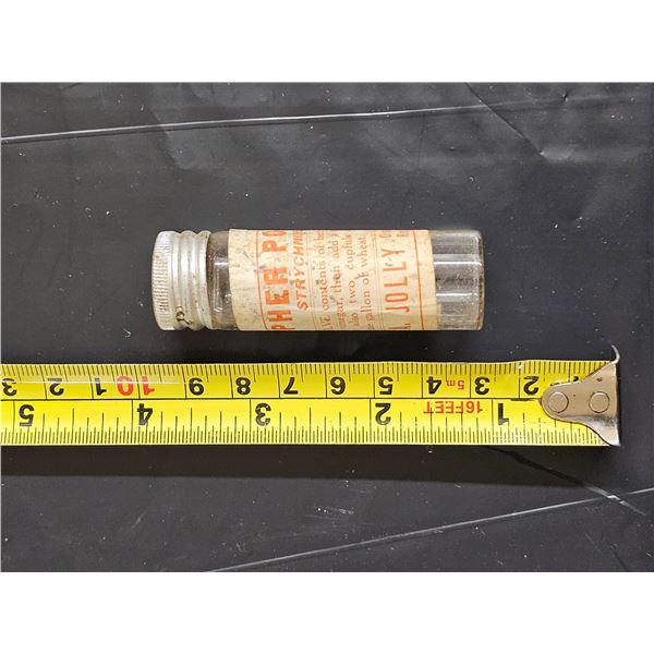 Gopher Poison Glass Container w/ Metal Top “E.A. Jolly Regina, SK”.