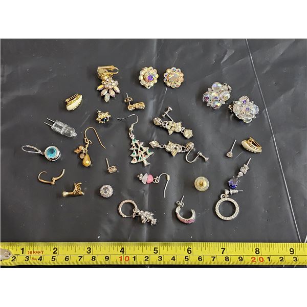 Lot of Assorted Earrings Inc. Cubic Zirconia, Colorful Stones, Clip-ons etc.