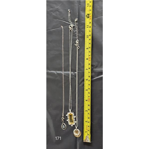 (3) 9” Necklaces w/ Pendants.  Includes Sterling Silver Chain/Pendant Marked “925[