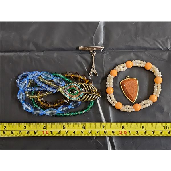 (2) Bracelets, Eiffel Tower “Paris” Pin