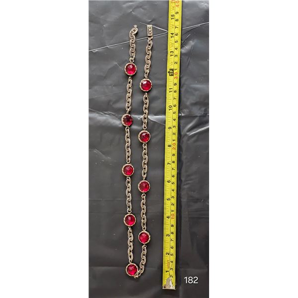 13” Necklace w/ Red Stones. “Marked W.Germany” **Missing Hook**