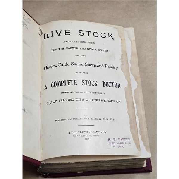 Antique 1910 “Live Stock – A Complete Stock Doctor” (Pages in Good Condit