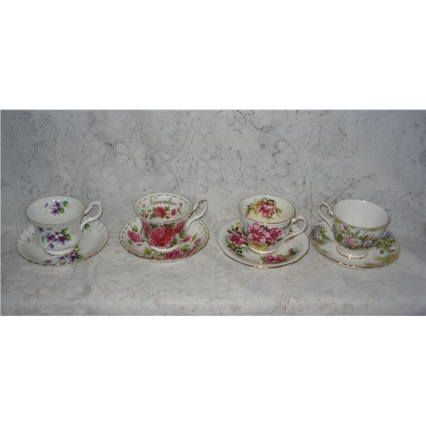 4 Royal Albert Teacups and Saucers