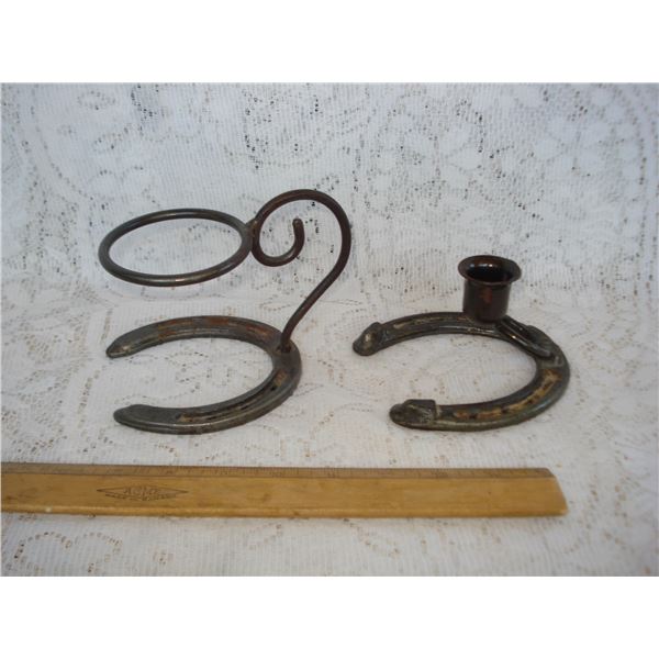 Pair of Nordic Forge Horseshoe Candle Holders