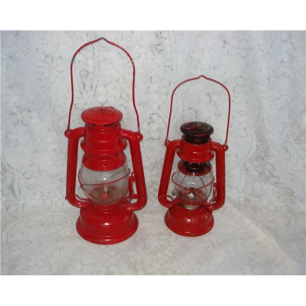 Pair Red Oil Lamps