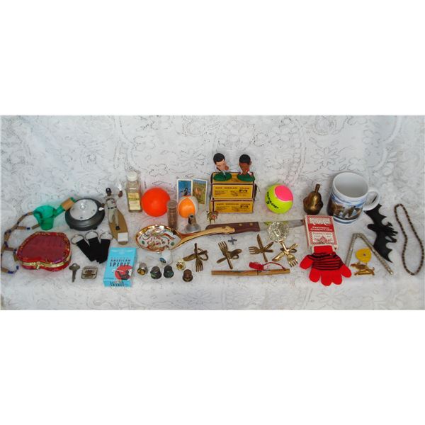 Flat Of Items  Chauffeur Badge  Key  Sports Figurines Etc.