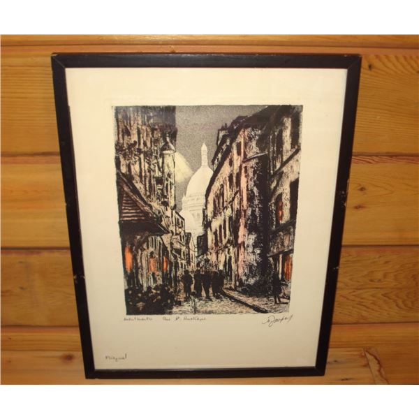 Vintage Picture Rue St. Rustique by Maurice Jacque  Marked Original