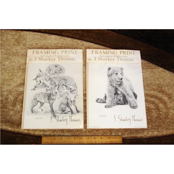 Pair Sealed Vintage Wildlife Prints by J Sharkey Thomes