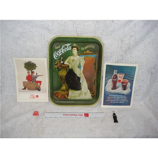 Coke Assortment  Vintage Ads  Pin  Tray  Ruler  Magnet