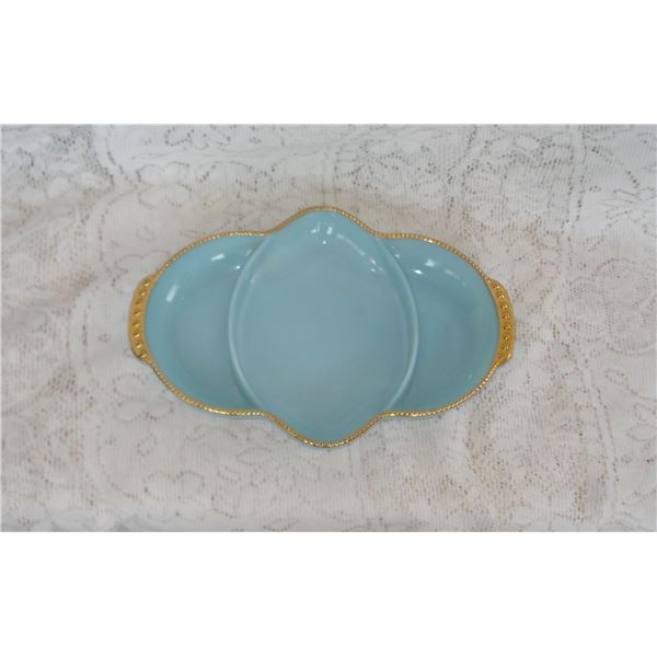 Blue Milk Glass FireKing Serving Dish
