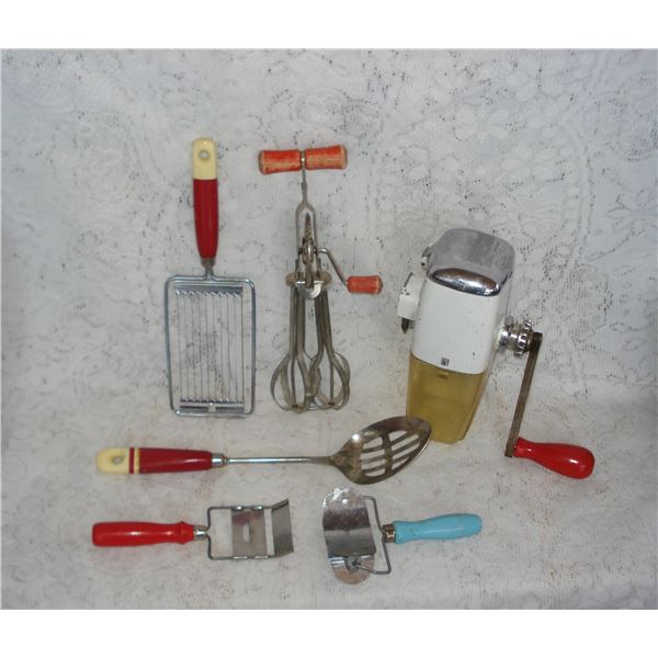 Assorted Kitchen Collectibles Including MCM Wall Mount coffee Grinder