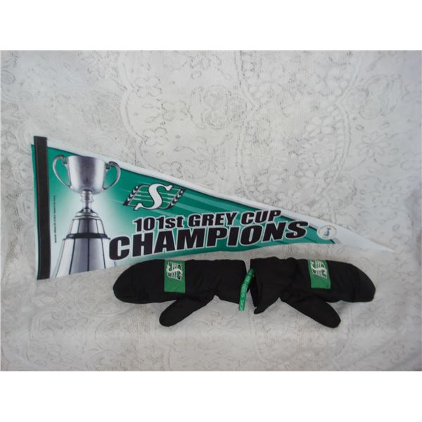 Riders Pennant and Mitts