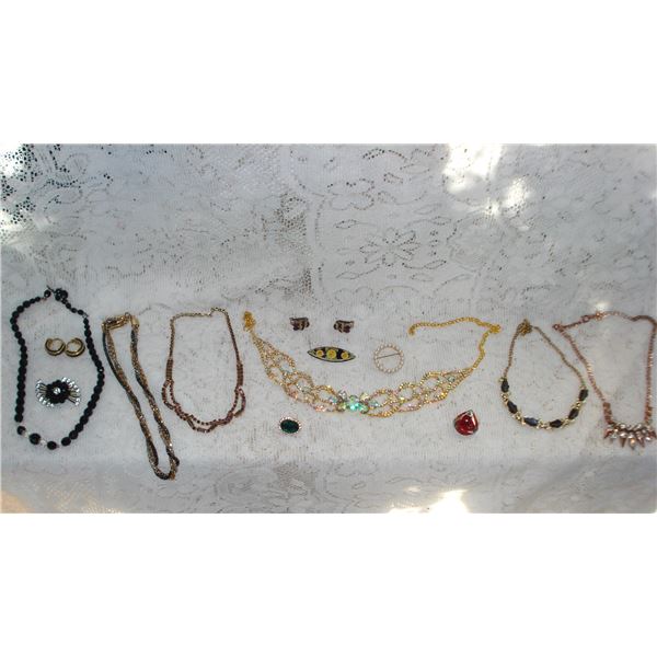 Lot Of Costume Jewelry  Rhinestone Necklace 3rd From Left Signed Continental
