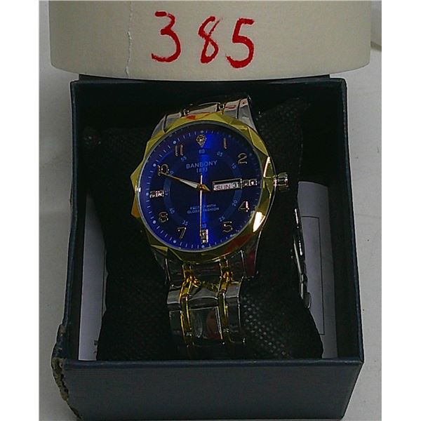 regular numbered watch blue background