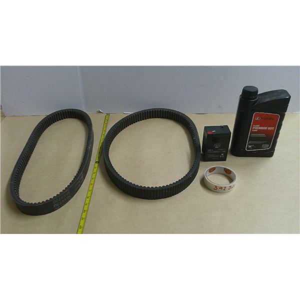 rubber belts, hydraulic/transmission fluid, abs battery