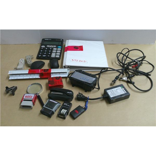 misc lot. Calculator, rulers, binders, etc.