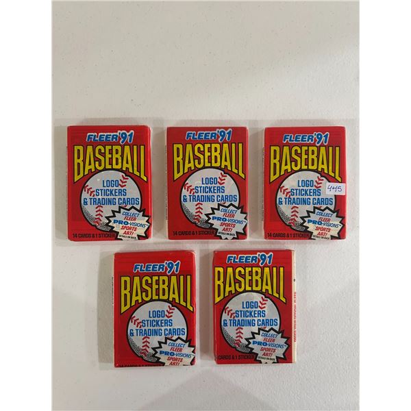 1991 Fleer Baseball Card Wax Packs (5)
