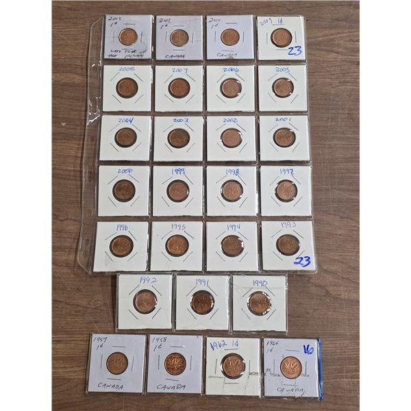 Lot of pennies- various years
