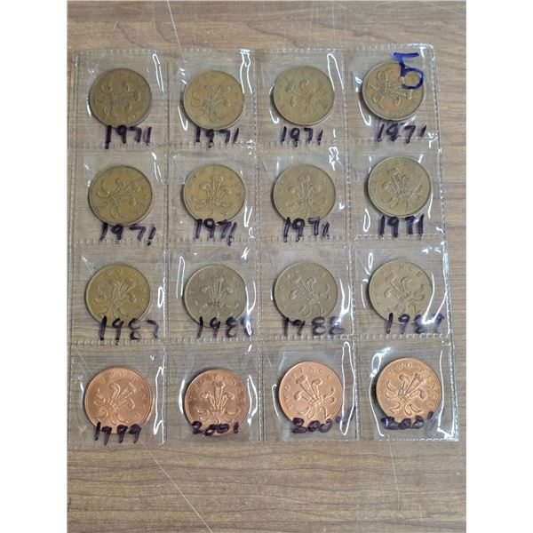 Lot of 2 pence coins