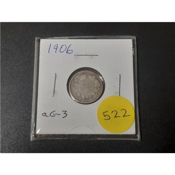 1906 Canada Silver 10 Cents.