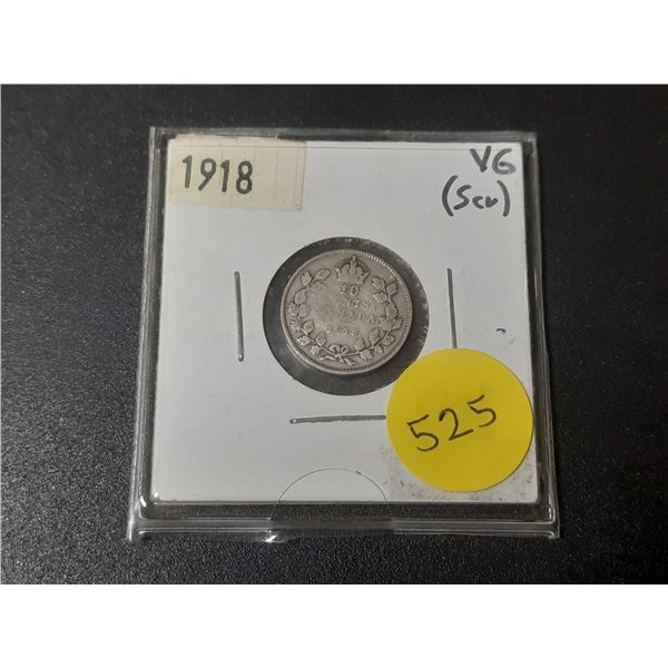 1918 Canada Silver 10 Cents.