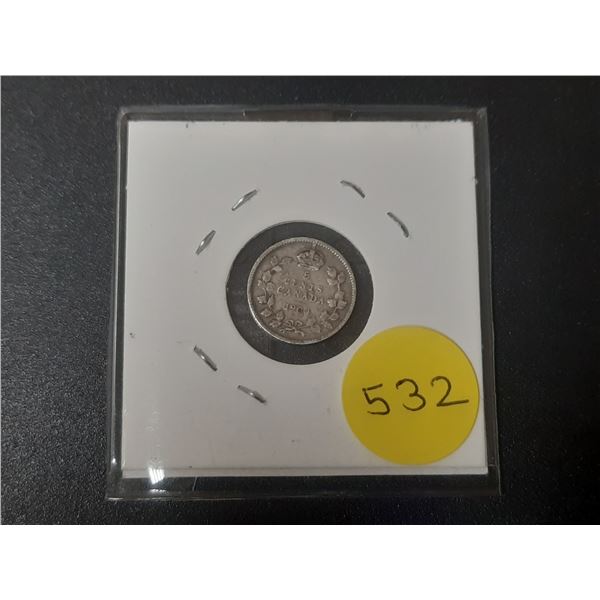 1904 Canada Silver 5 Cents.