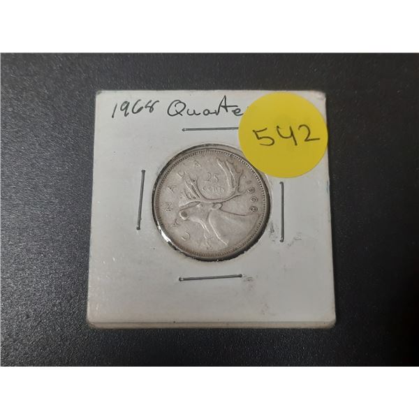 1968 Canada Silver 25 Cents.