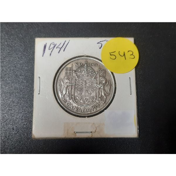 1941 Canada Silver 50 Cents.