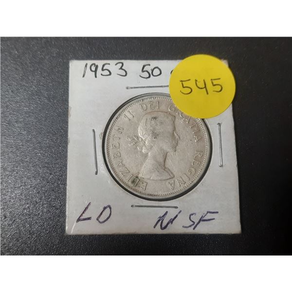 1953 Canada Silver 50 Cents.