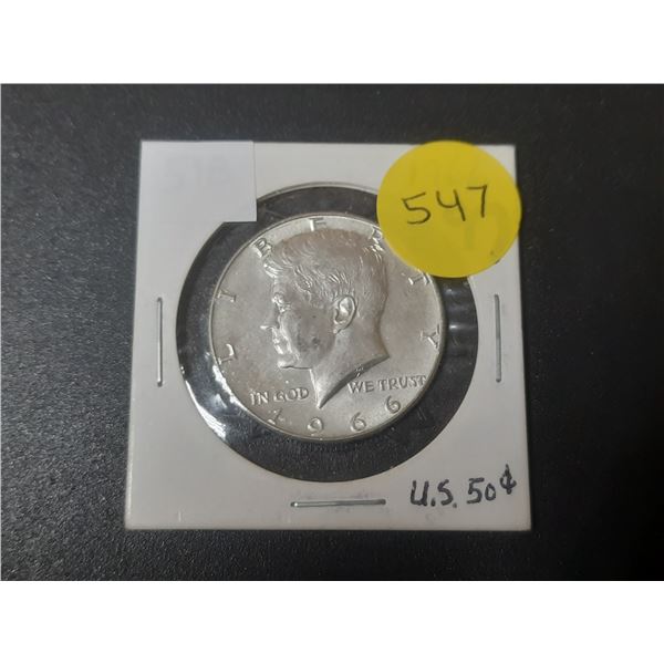1966 U.S.A. Silver Half Dollar.