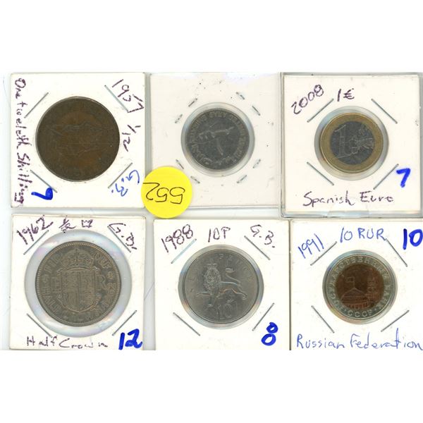 (6) Assorted Foreign Coins