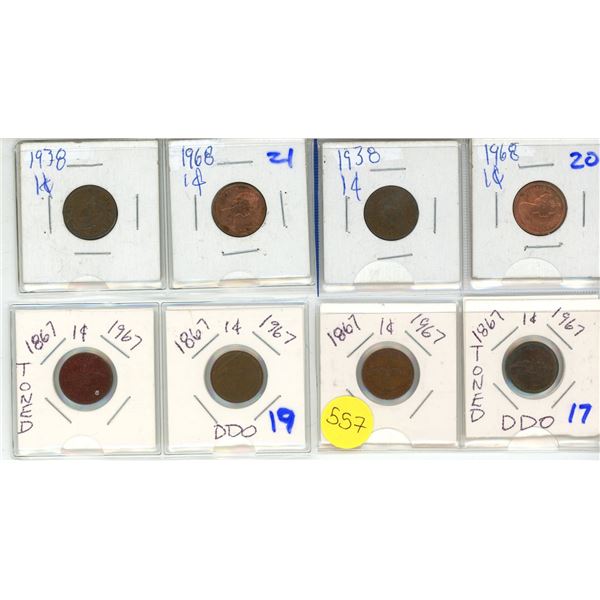 (8) Canadian Pennies 1938-1968